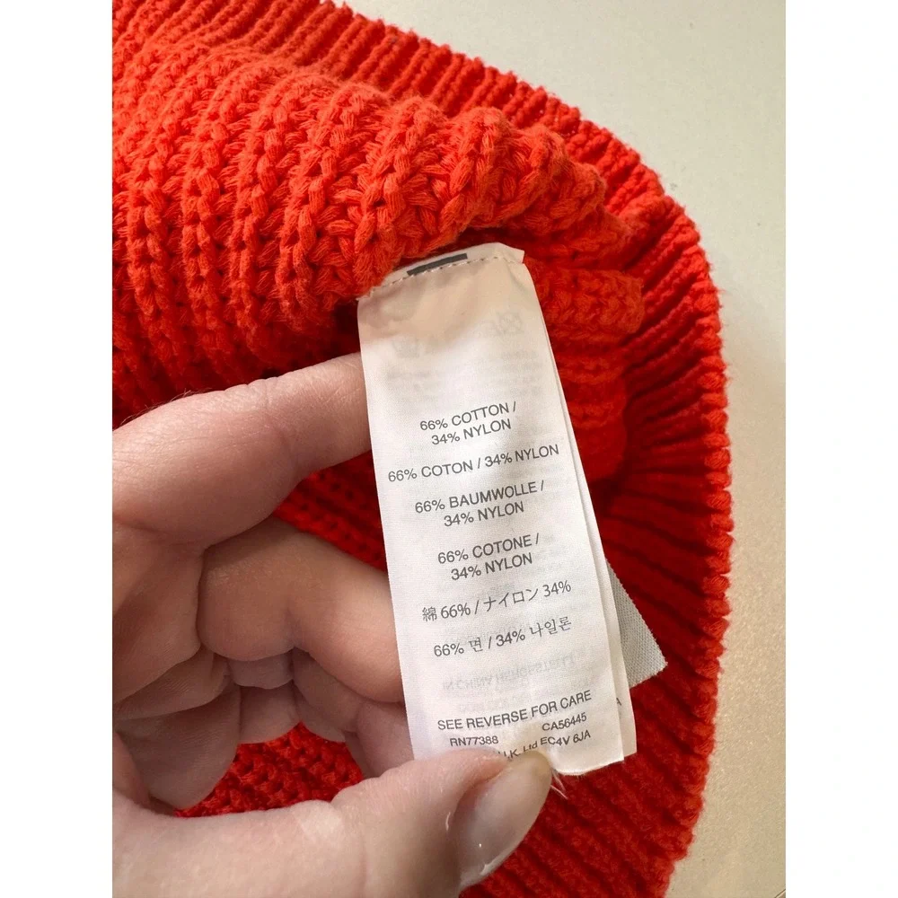 J Crew Bright Orange Ribbed Chunky Crew Neck Sweater Size S Cozy‎ Cottagecore